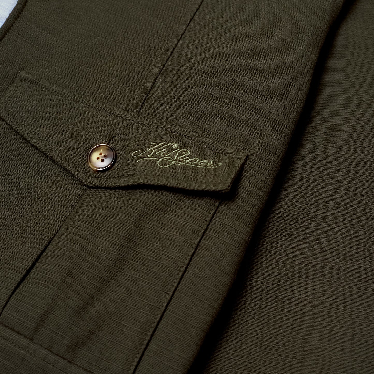 Pocket Detail Cropped Linen Coat [Forest Green]