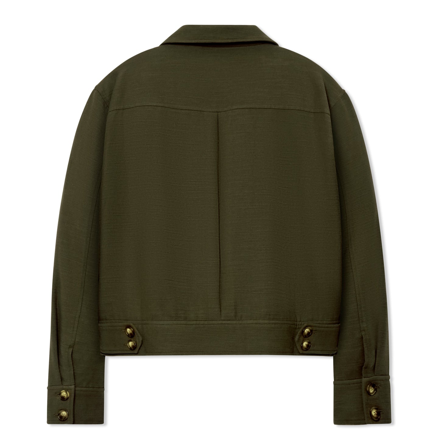 Pocket Detail Cropped Linen Coat [Forest Green]