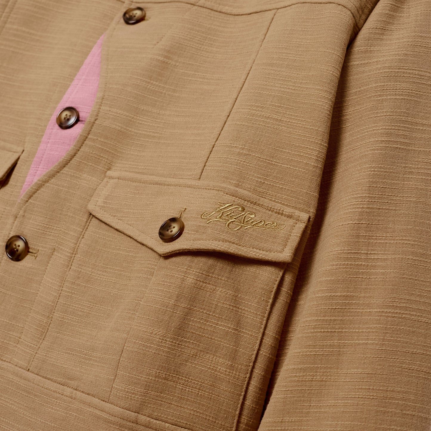 Pocket Detail Cropped Linen Coat [Light Brown]