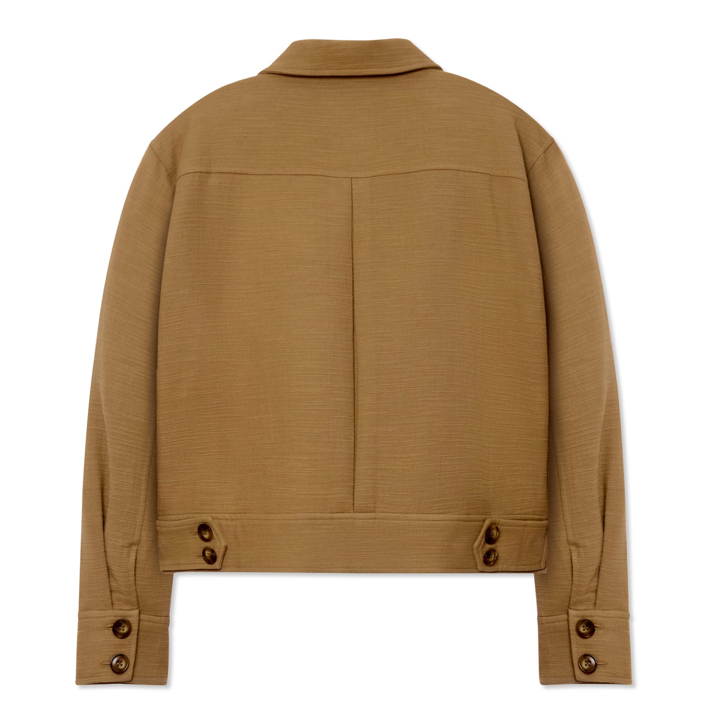 Pocket Detail Cropped Linen Coat [Light Brown]