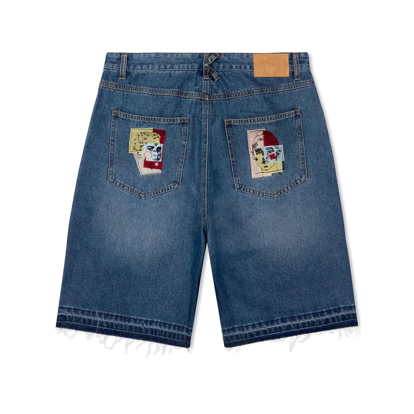 Boy & Girl Doodles Patchwork Baggy Shorts [Dark Wash]