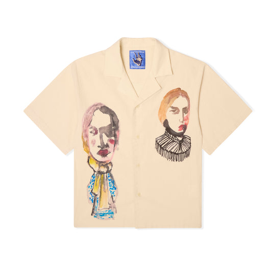 Circus sketches Linen Camp Shirt [Natural]