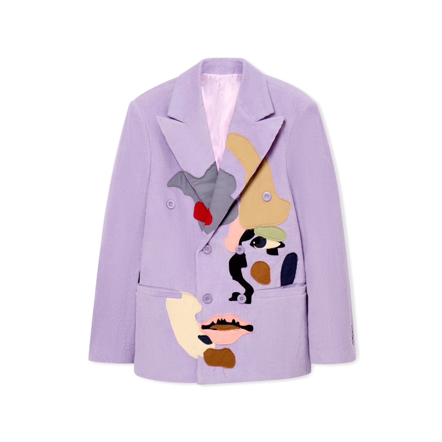 Patchwork Face Corduroy Suit Top [Purple]