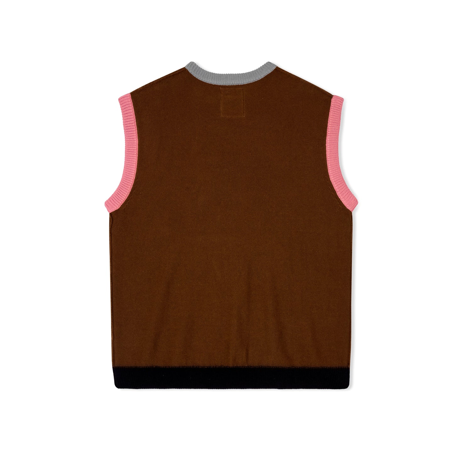 Reverse Knit patchwork Face Vest [Brown/ Multi]