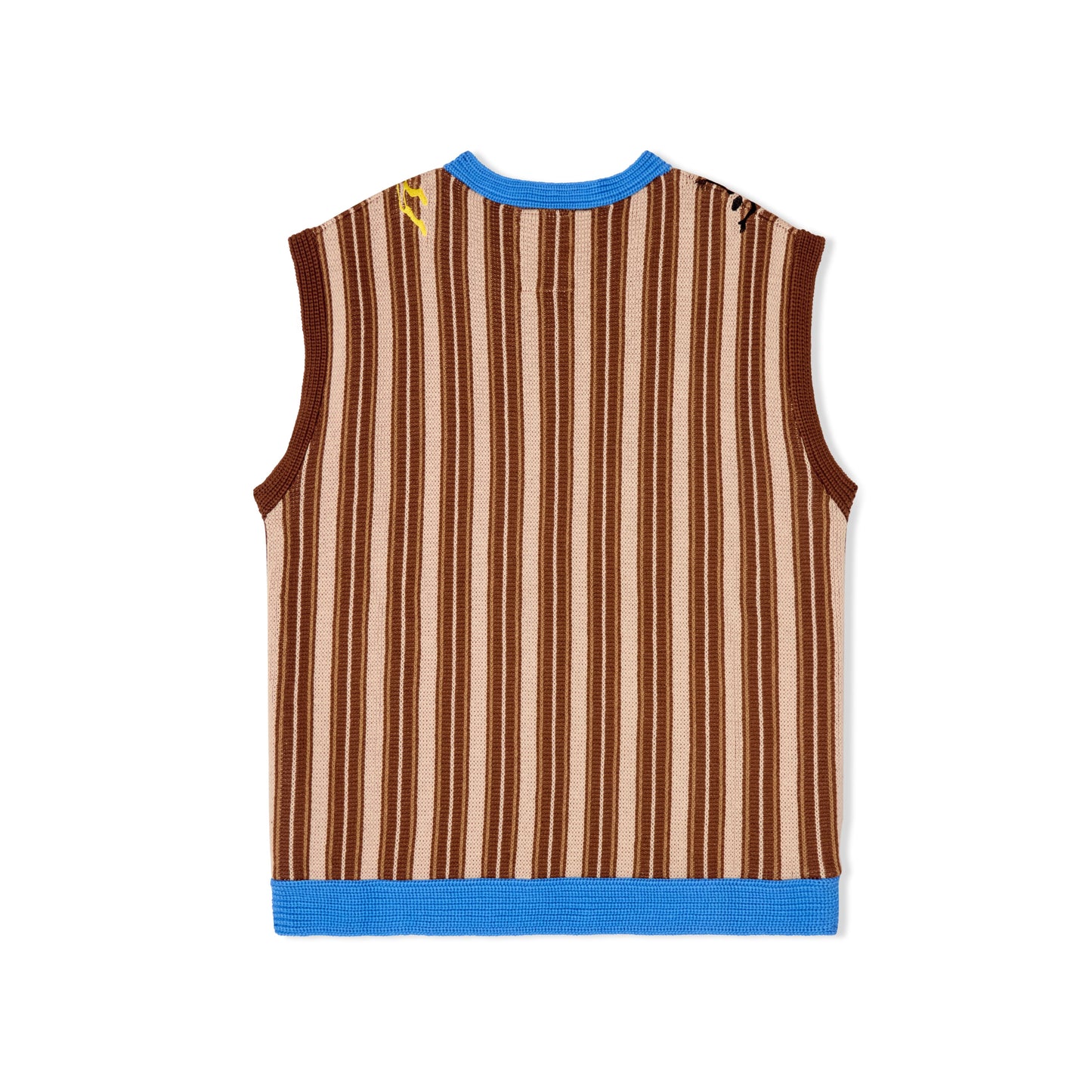 Embroidered Figures Knit Vest [Brown]
