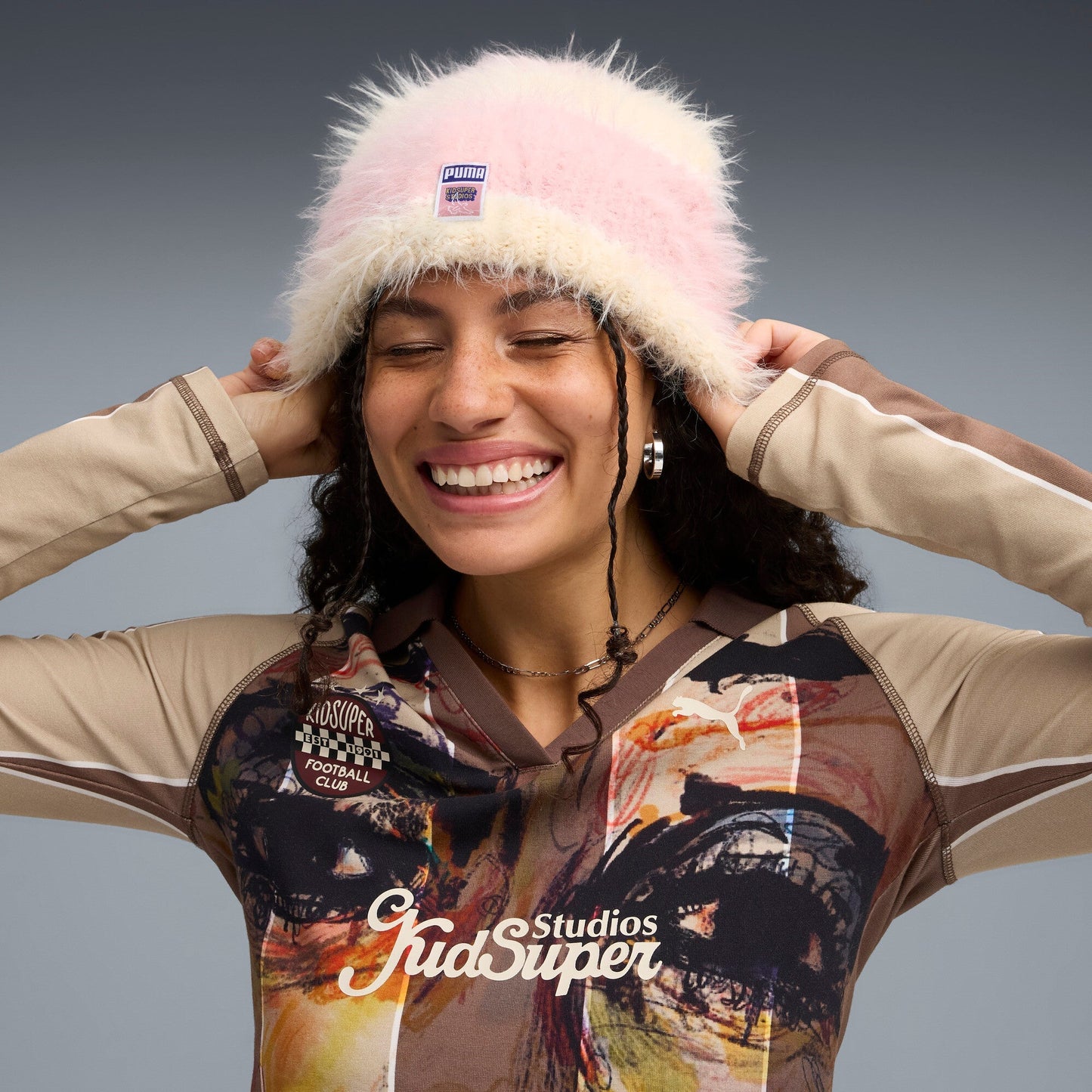 PUMA X KIDSUPER HIGH CROWN BEANIE [Poised Pink/Alpine Snow]