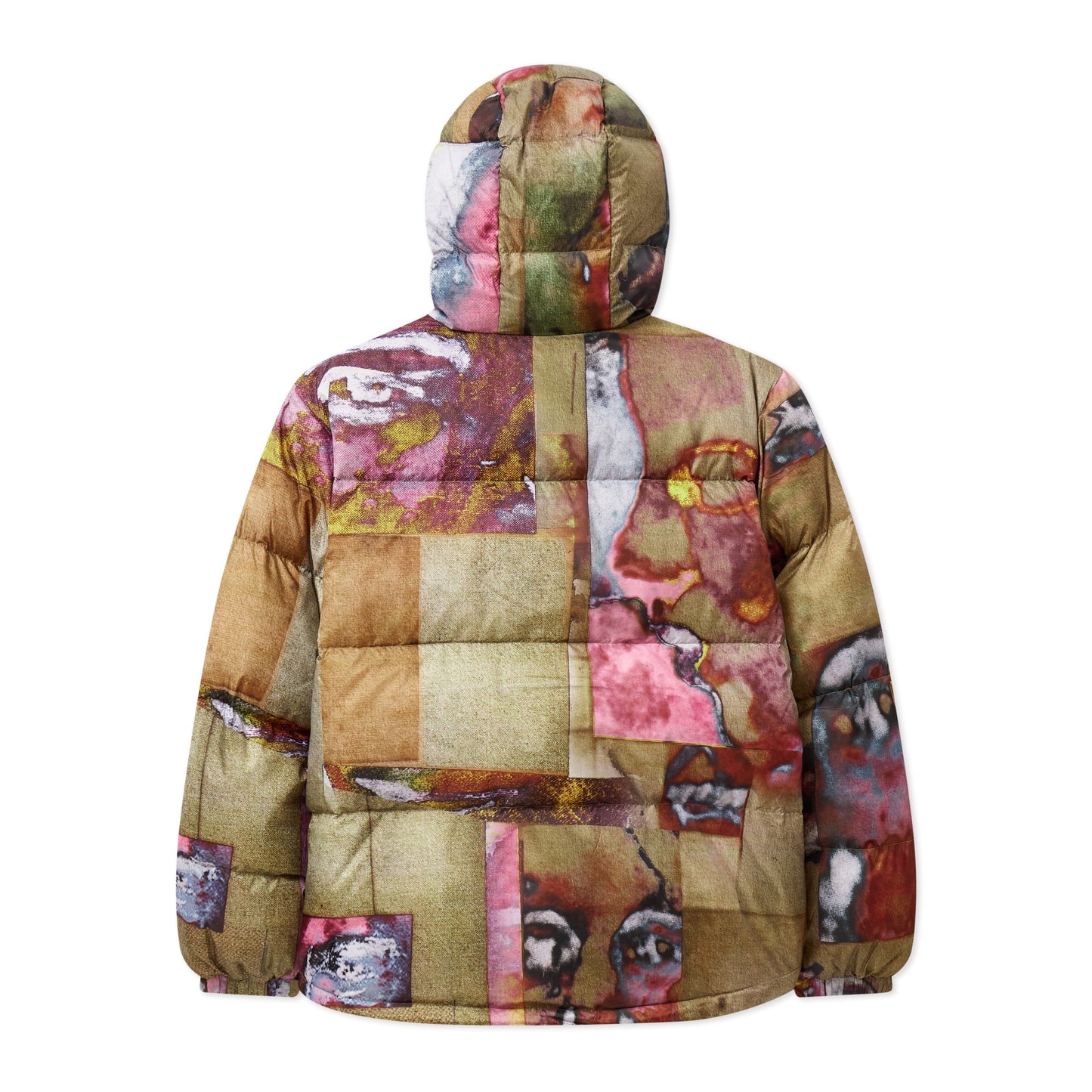 Faces Collage Printed Puffer [Multi]