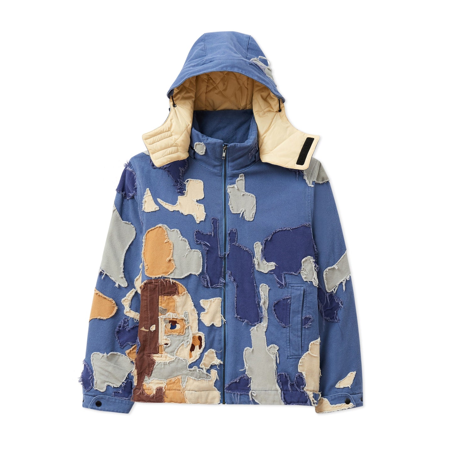 Patchwork Canvas Zip Up Jacket [Blue]