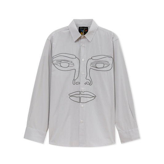 Face Stripe Button Up [Blue Stripe]