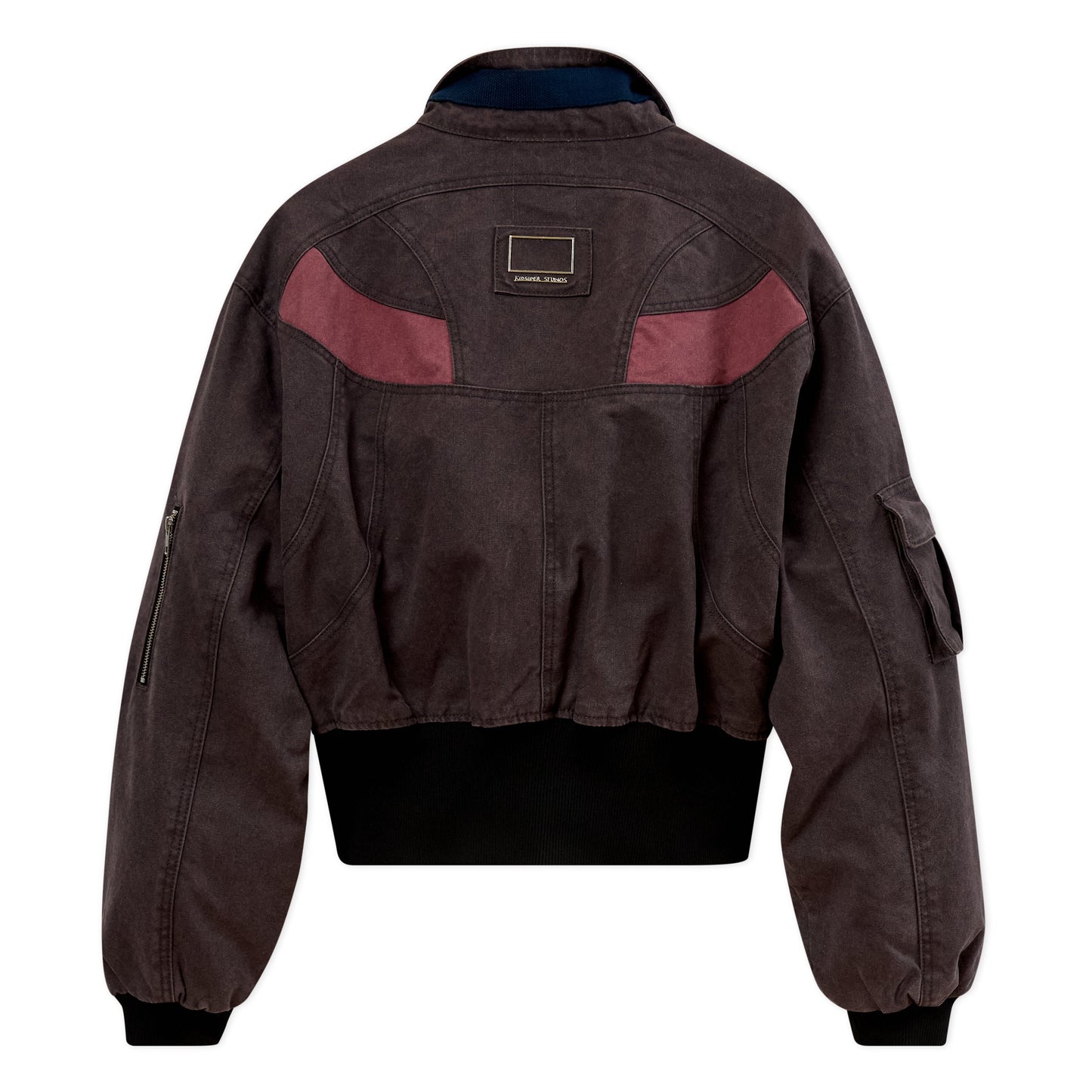 Cropped Canvas Bomber Jacket [Brown]