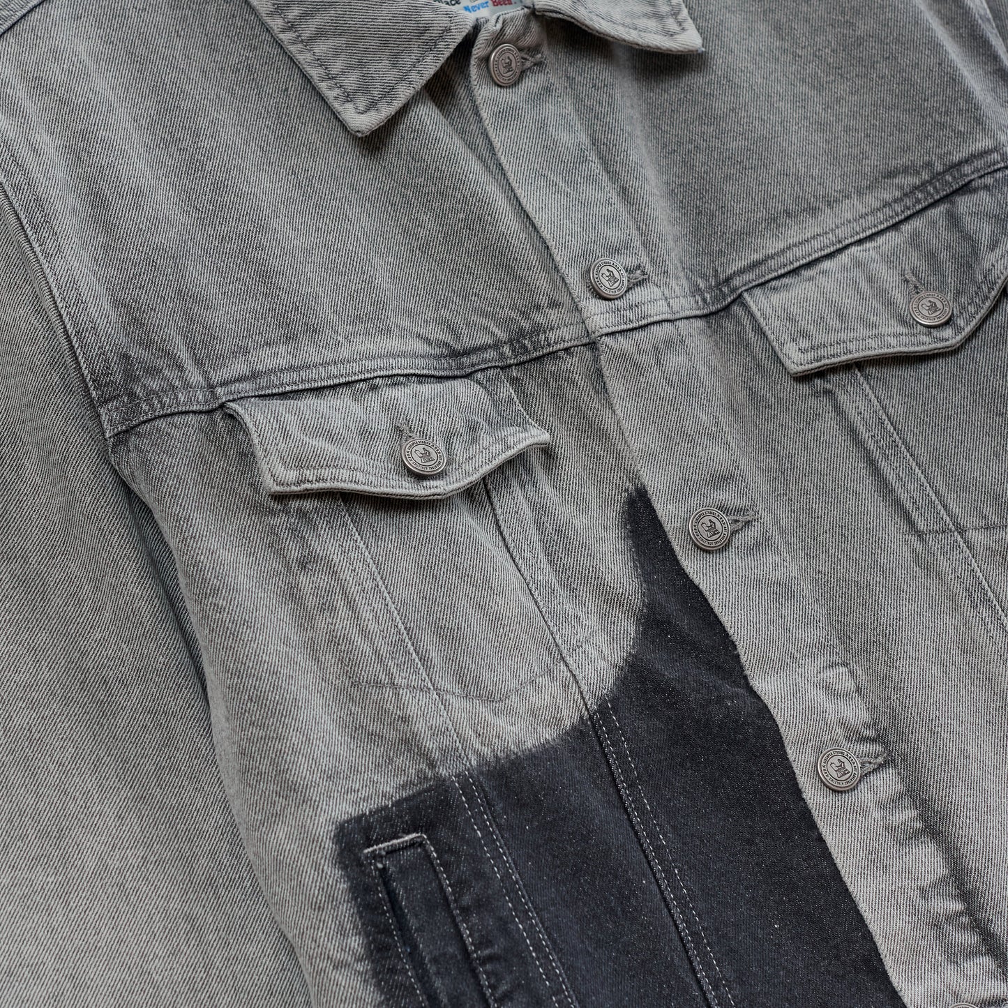 Sun Faded Denim Running Man Jacket [Gray]