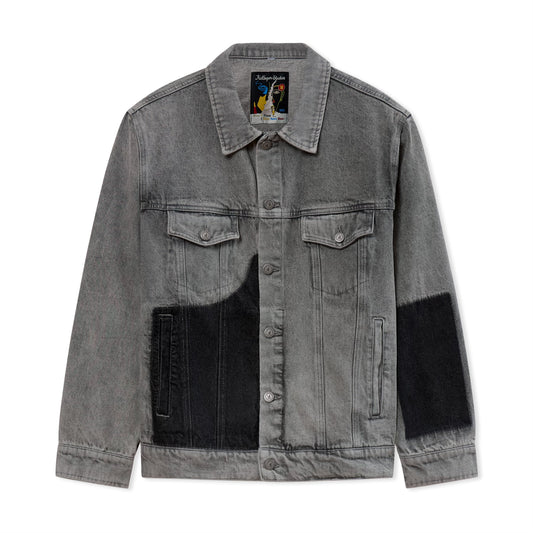 Sun Faded Denim Running Man Jacket [Gray]