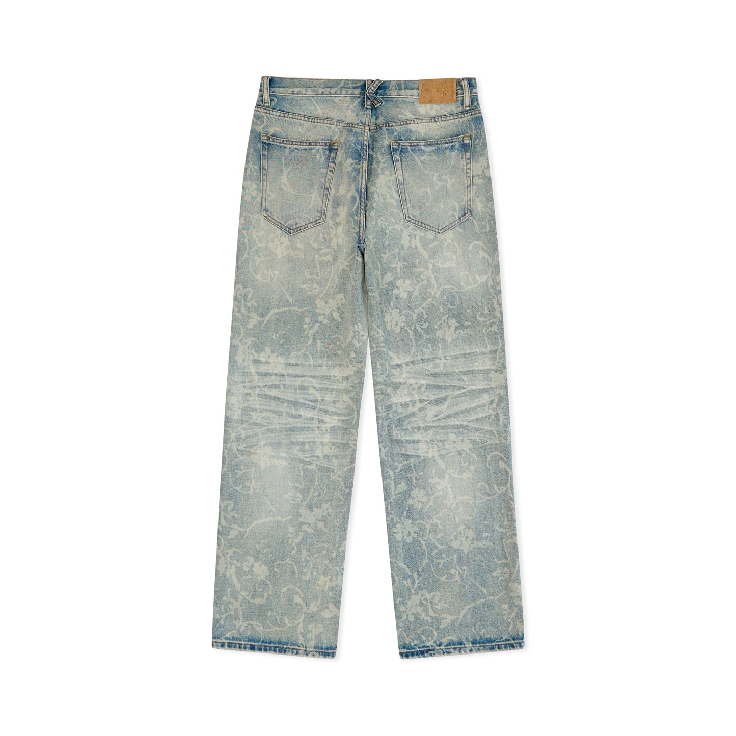 Face Floral Washed Denim Jeans [Light Mud Wash]