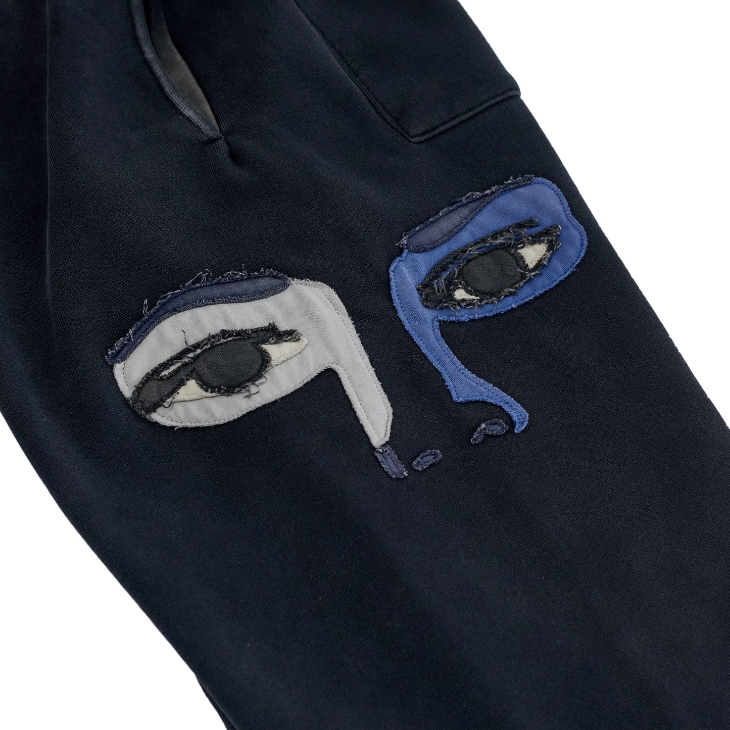 Patchwork Face Heavyweight Sweatpants [Black]