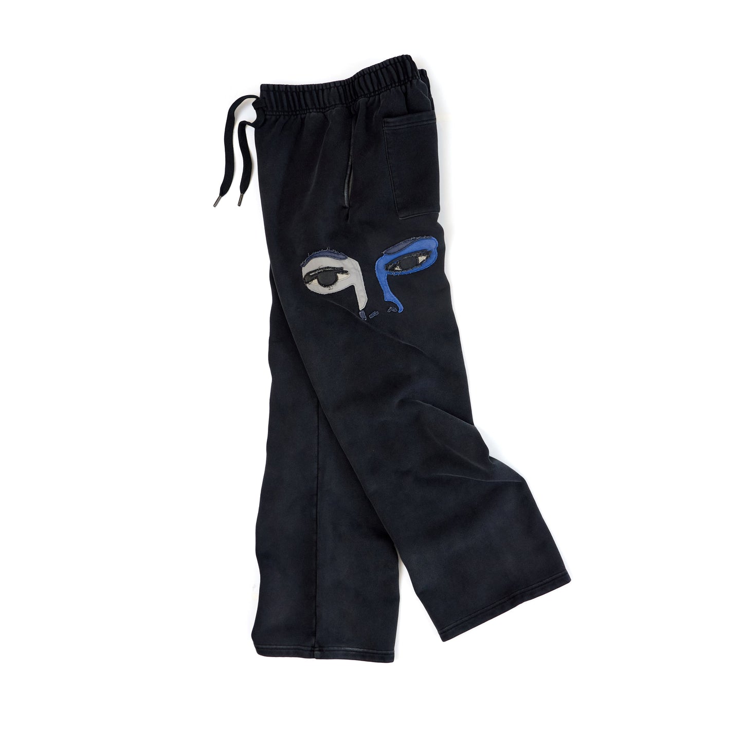 Patchwork Face Heavyweight Sweatpants [Black]