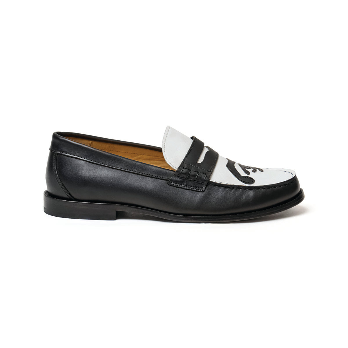 Patchwork Penny loafer [Black/White]