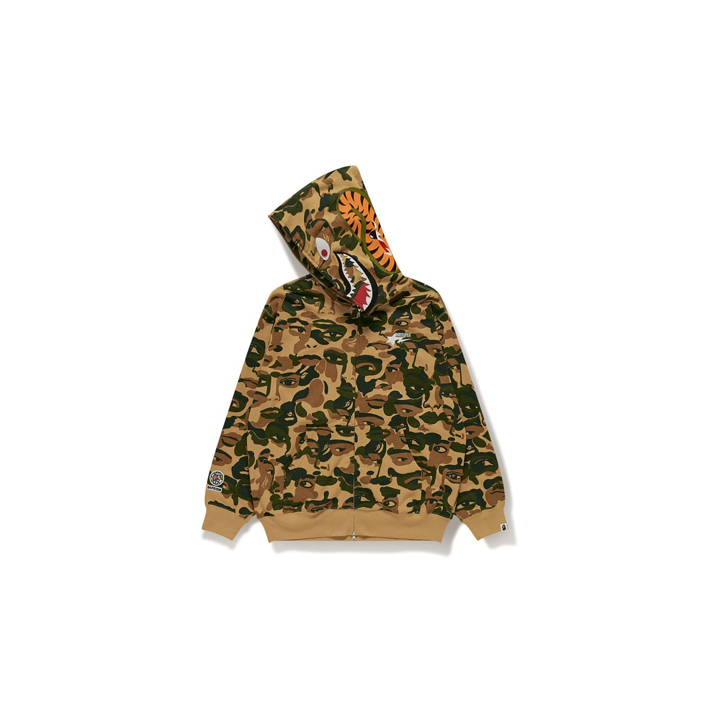 BAPE X KIDSUPER CAMO SHARK FULL ZIP HOODIE [GREEN]