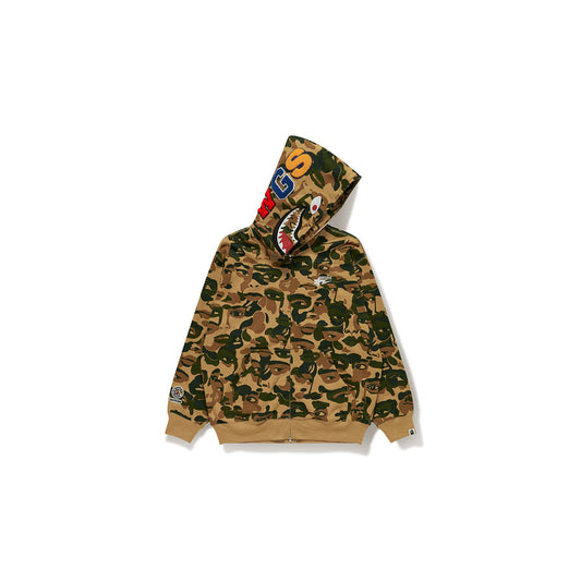 BAPE X KIDSUPER CAMO SHARK FULL ZIP HOODIE [GREEN]